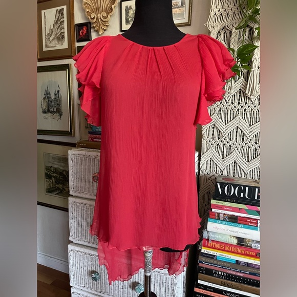 BCBG ruffle silk top - Picture 1 of 11